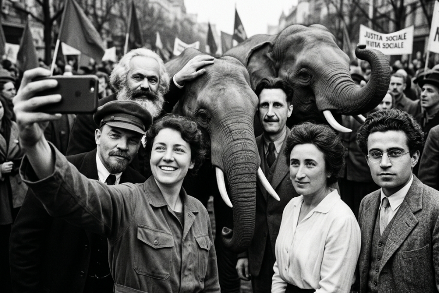 elefantes en medio de socialistas