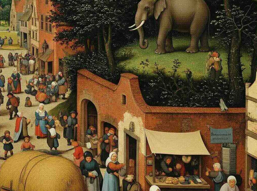 la sociedad hace su vida de darse cuenta del elefante que la ve