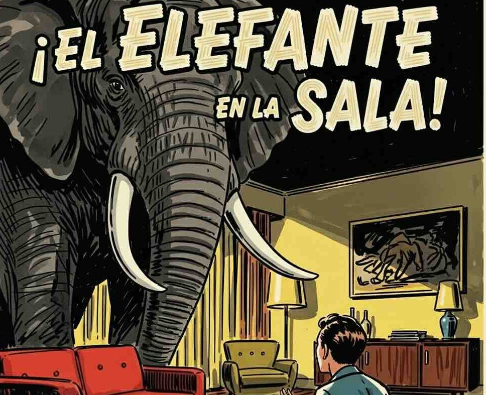 sorpresa por la entrada inesperada de un elefante