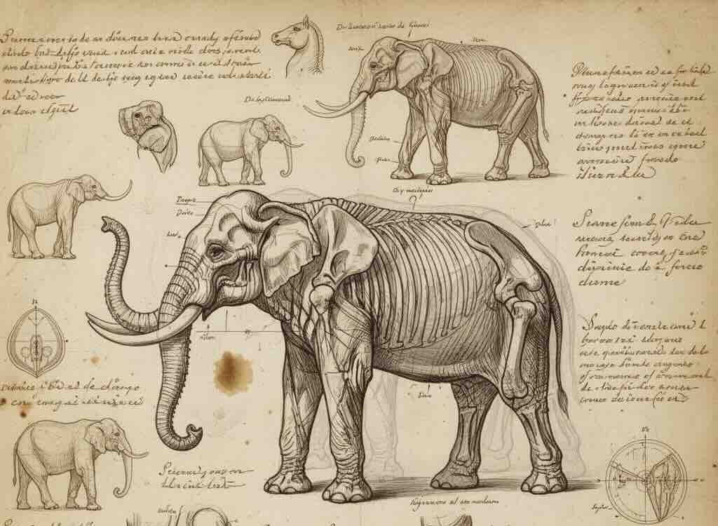 la exploración del elefante en la sala