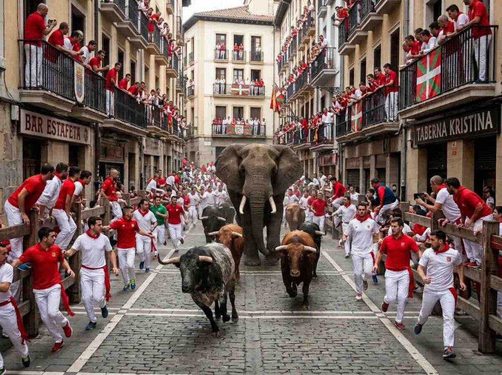 Toros que distraen la atención de los elefantes